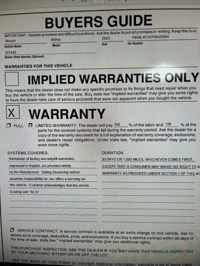 2023 Nissan Altima 2.5 SR