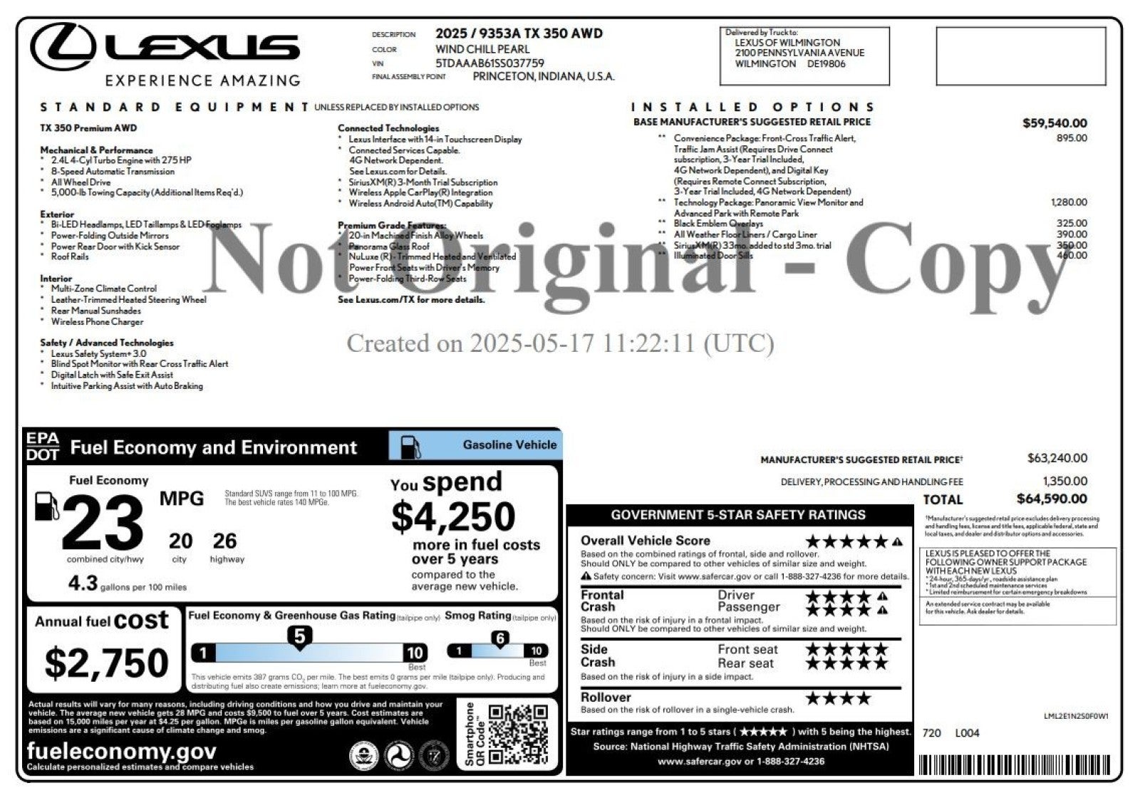 2025 Lexus TX 350 Premium